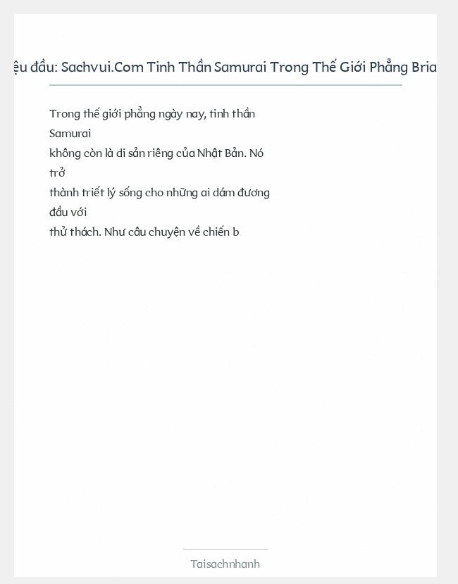 Trích đoạn Sachvui.Com Tinh Thần Samurai Trong Thế Giới Phẳng Brian Klemmer