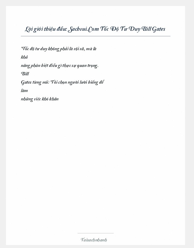 Trích đoạn Sachvui.Com Tốc Độ Tư Duy Bill Gates