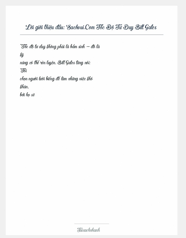 Trích đoạn Sachvui.Com Tốc Độ Tư Duy Bill Gates