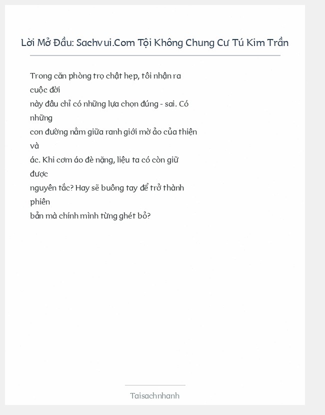 Trích đoạn Sachvui.Com Tội Không Chung Cư Tú Kim Trần