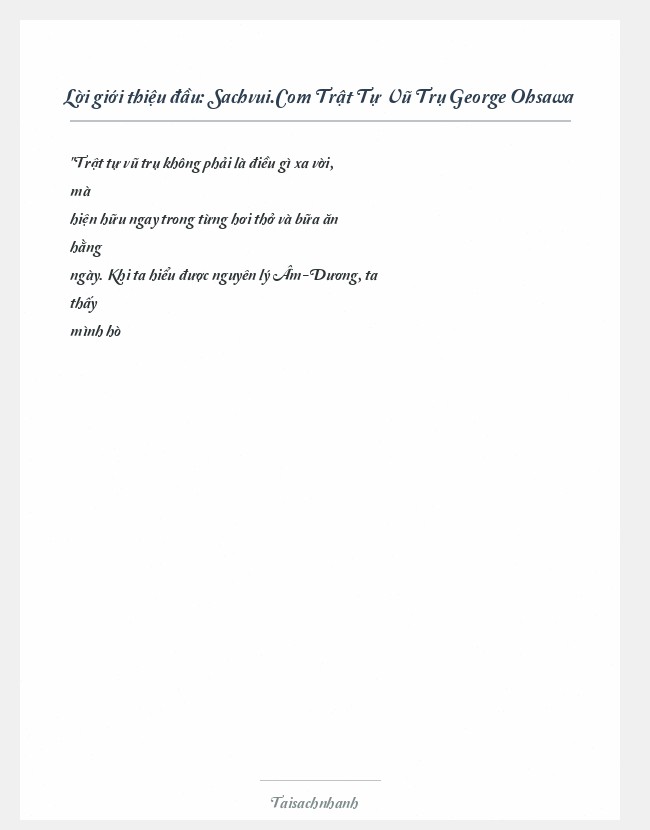 Trích đoạn Sachvui.Com Trật Tự Vũ Trụ George Ohsawa