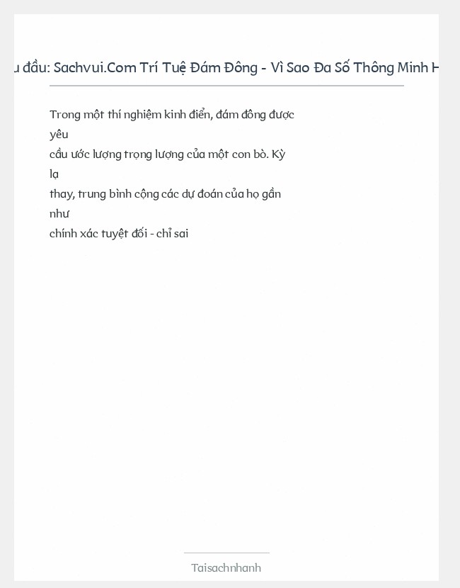 Trích đoạn Sachvui.Com Trí Tuệ Đám Đông - Vì Sao Đa Số Thông Minh Hơn Thiểu Số