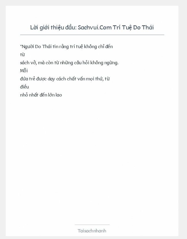 Trích đoạn Sachvui.Com Trí Tuệ Do Thái