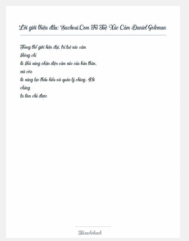 Trích đoạn Sachvui.Com Trí Tuệ Xúc Cảm Daniel Goleman