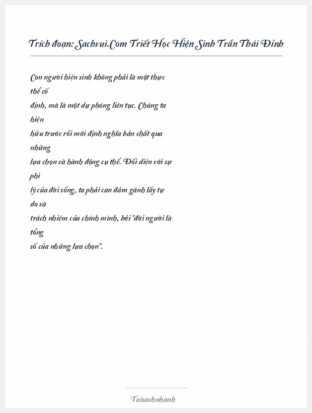 Trích đoạn Sachvui.Com Triết Học Hiện Sinh Trần Thái Đỉnh