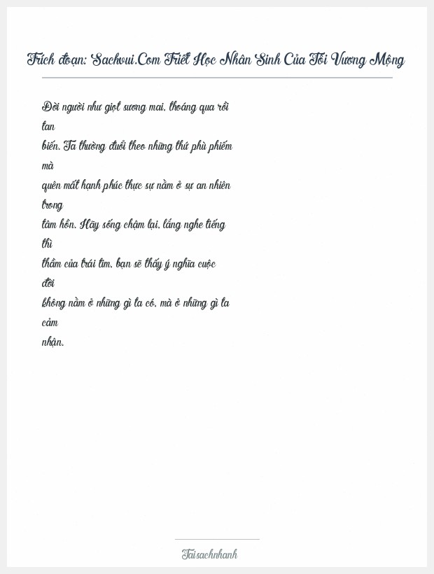 Trích đoạn Sachvui.Com Triết Học Nhân Sinh Của Tôi Vương Mộng