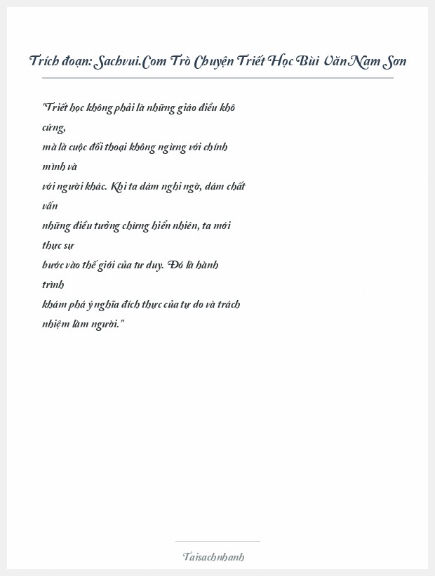Trích đoạn Sachvui.Com Trò Chuyện Triết Học Bùi Văn Nam Sơn