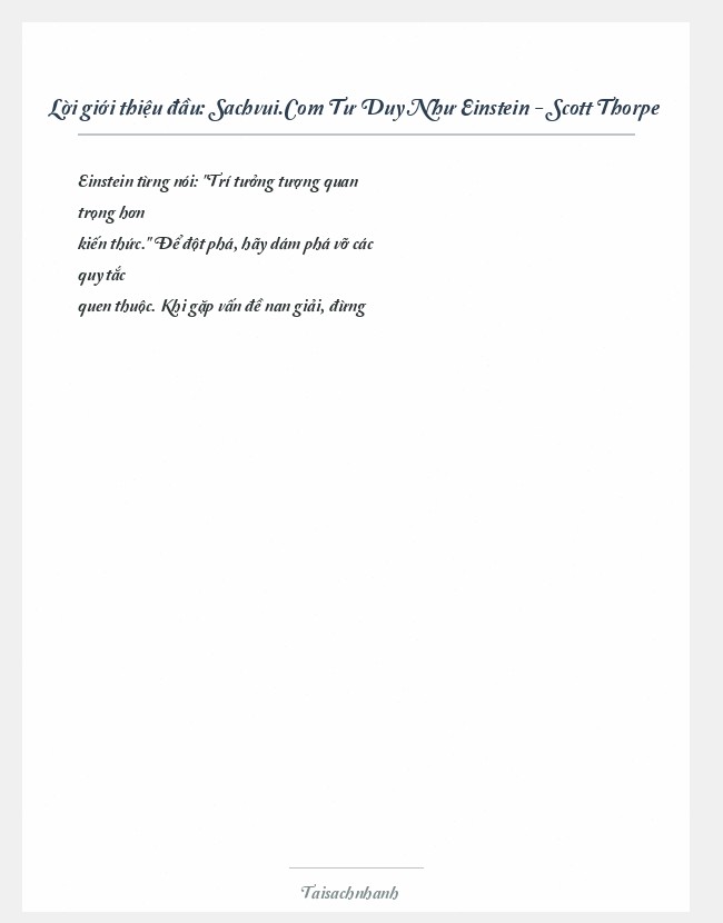 Trích đoạn Sachvui.Com Tư Duy Như Einstein - Scott Thorpe