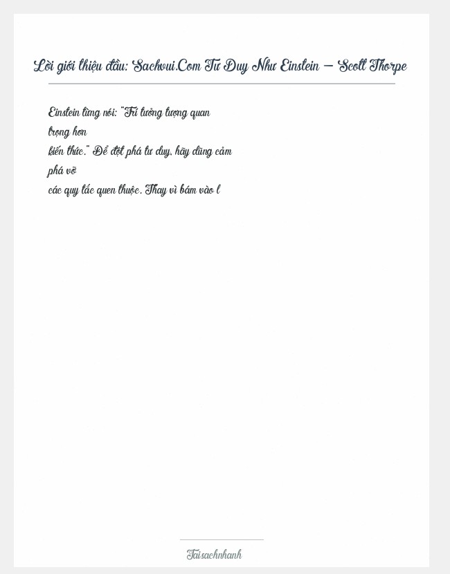 Trích đoạn Sachvui.Com Tư Duy Như Einstein - Scott Thorpe