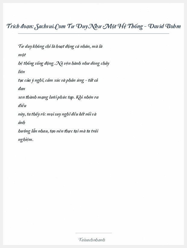 Trích đoạn Sachvui.Com Tư Duy Như Một Hệ Thống - David Bohm