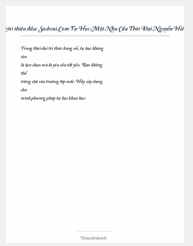 Trích đoạn Sachvui.Com Tự Học Một Nhu Cầu Thời Đại Nguyễn Hiến Lê