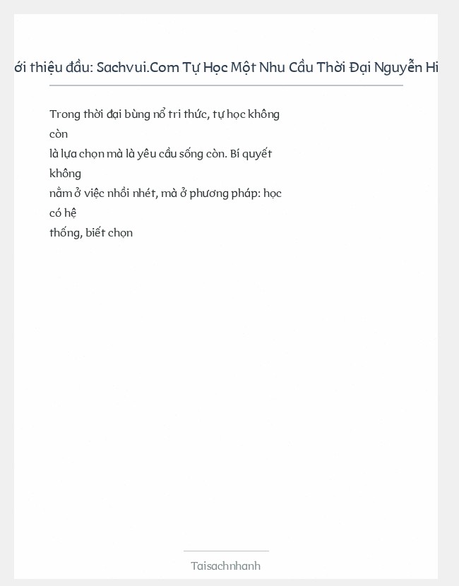 Trích đoạn Sachvui.Com Tự Học Một Nhu Cầu Thời Đại Nguyễn Hiến Lê