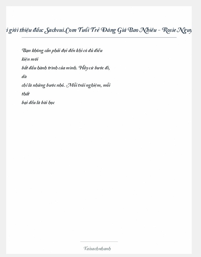 Trích đoạn Sachvui.Com Tuổi Trẻ Đáng Giá Bao Nhiêu - Rosie Nguyễn