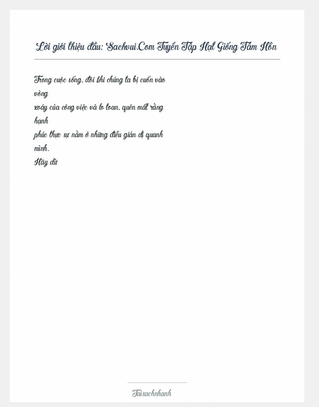 Trích đoạn Sachvui.Com Tuyển Tập Hạt Giống Tâm Hồn