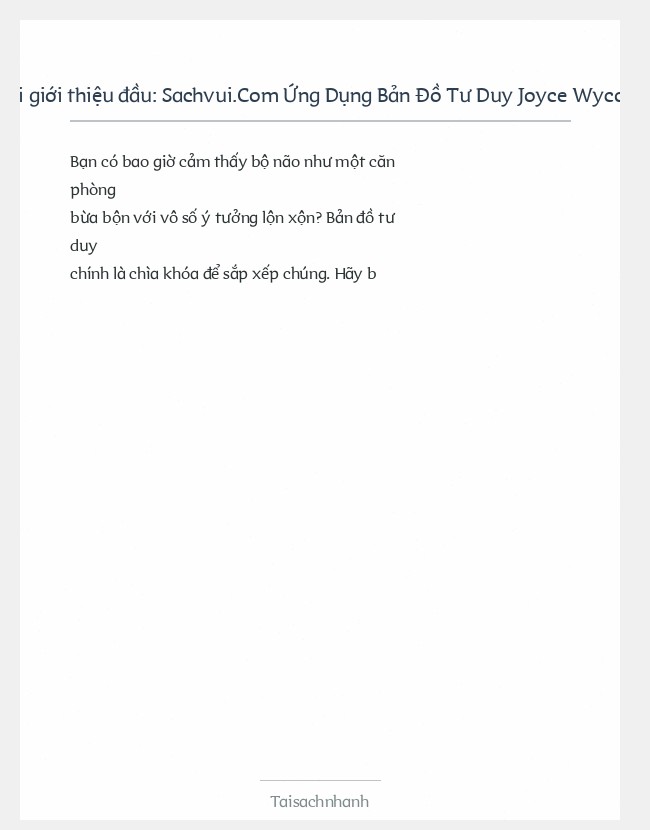 Trích đoạn Sachvui.Com Ứng Dụng Bản Đồ Tư Duy Joyce Wycoff