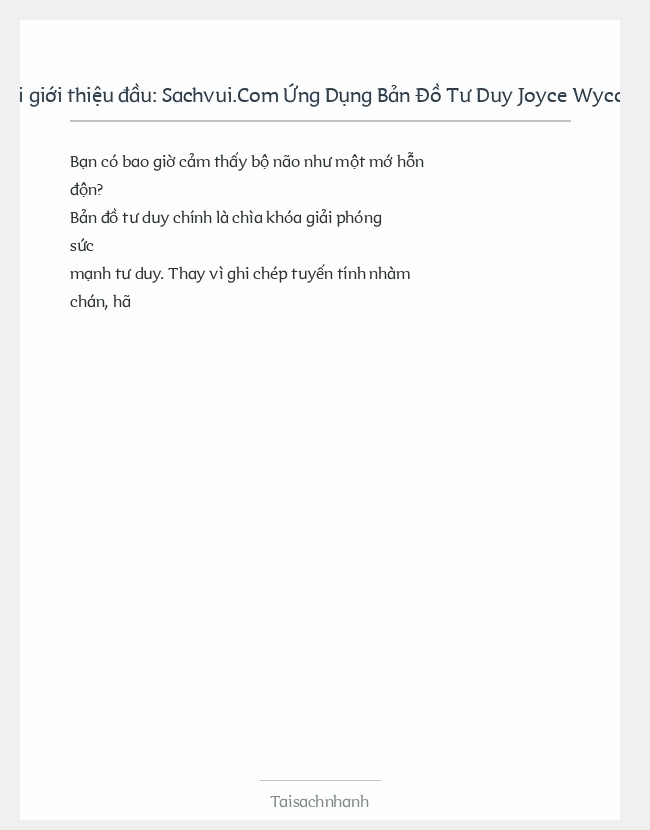 Trích đoạn Sachvui.Com Ứng Dụng Bản Đồ Tư Duy Joyce Wycoff