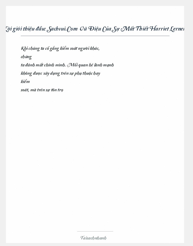 Trích đoạn Sachvui.Com Vũ Điệu Của Sự Mất Thiết Harriet Lerner