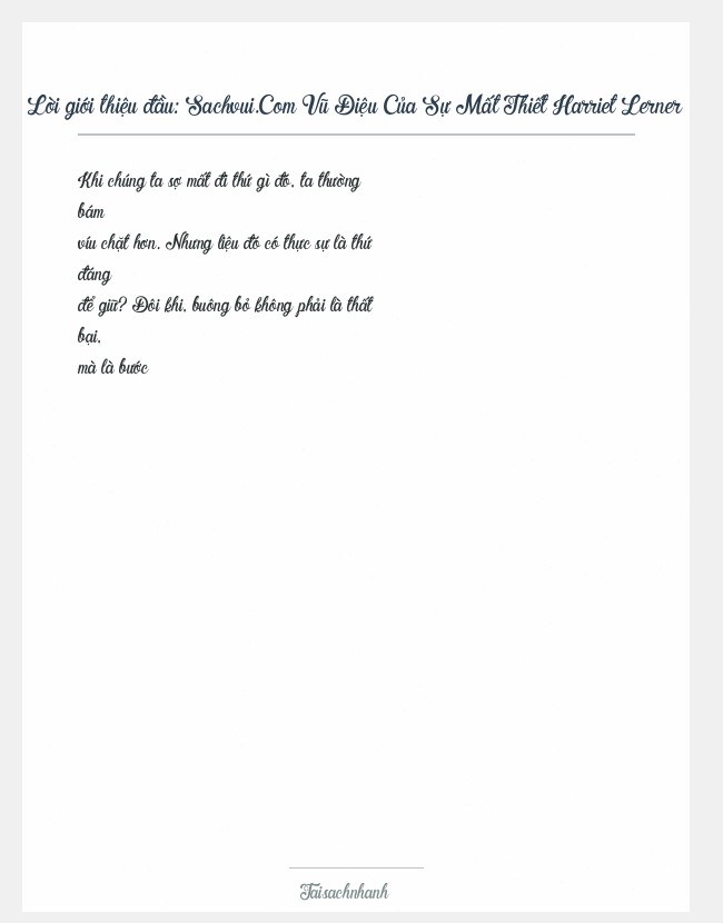 Trích đoạn Sachvui.Com Vũ Điệu Của Sự Mất Thiết Harriet Lerner