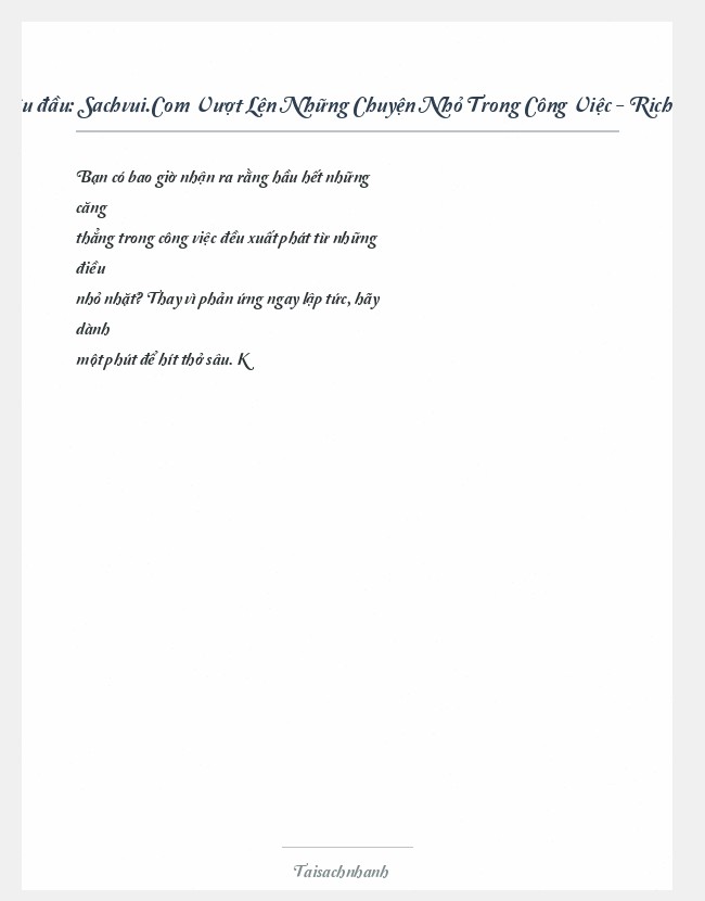 Trích đoạn Sachvui.Com Vượt Lên Những Chuyện Nhỏ Trong Công Việc - Richard Carlson