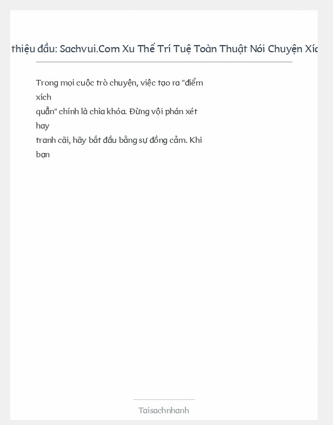 Trích đoạn Sachvui.Com Xu Thế Trí Tuệ Toàn Thuật Nói Chuyện Xích Quẫn