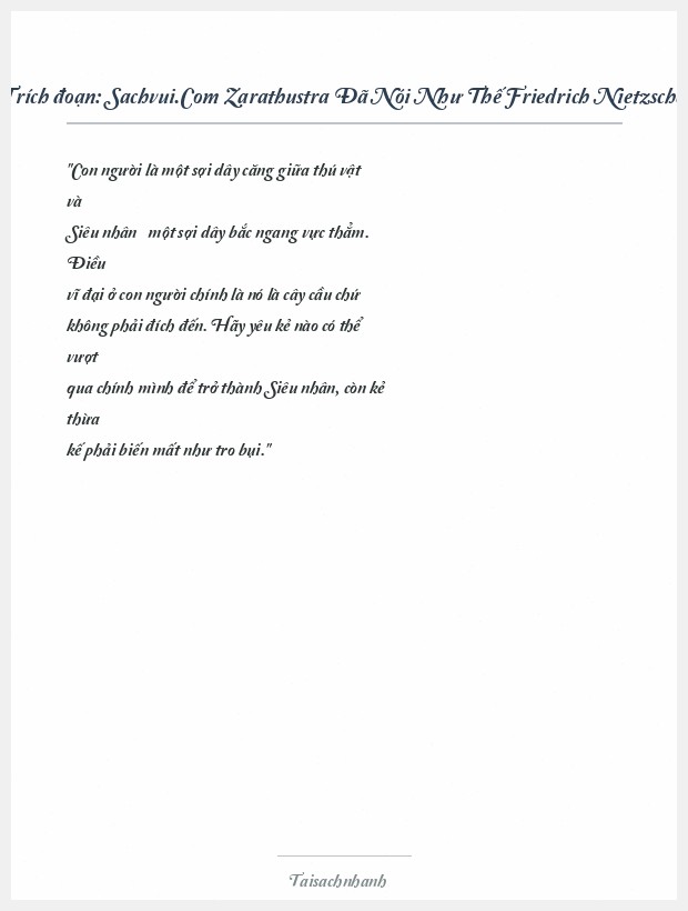Trích đoạn Sachvui.Com Zarathustra Đã Nói Như Thế Friedrich Nietzsche