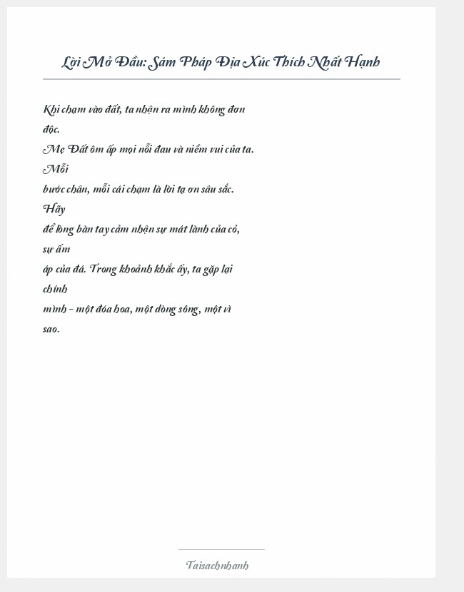 Trích đoạn Sám Pháp Địa Xúc Thích Nhất Hạnh