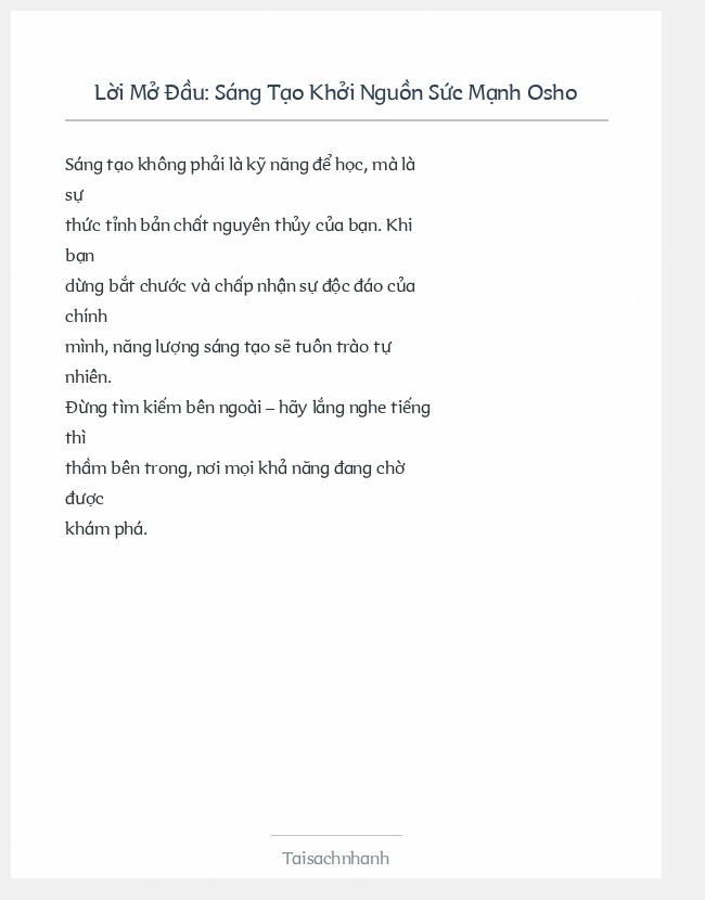 Trích đoạn Sáng Tạo Khởi Nguồn Sức Mạnh Osho