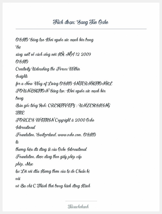 Trích đoạn Sang Tao Osho