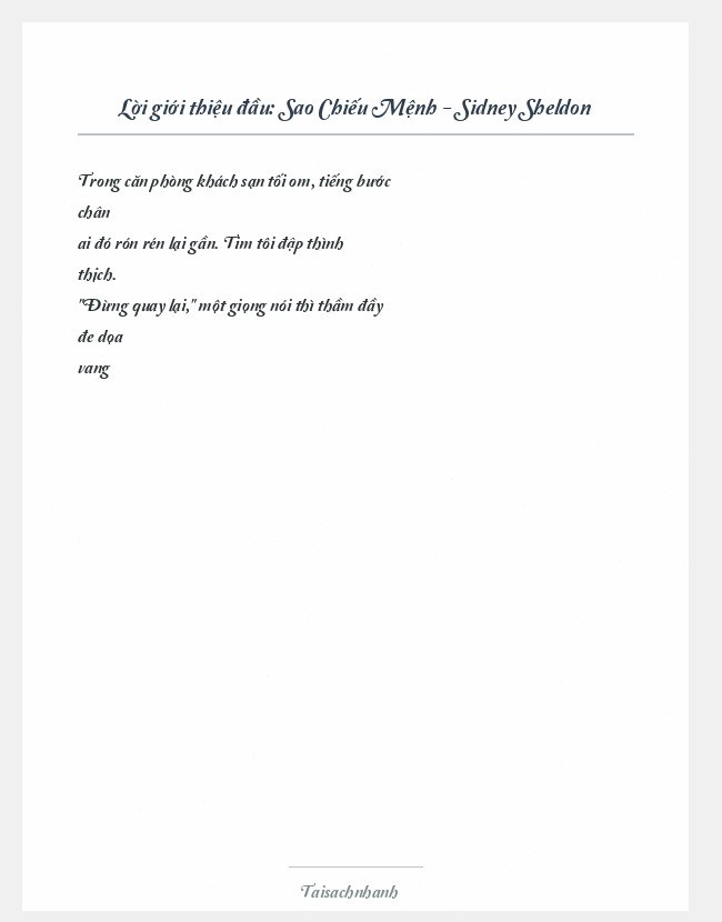 Trích đoạn Sao Chiếu Mệnh - Sidney Sheldon
