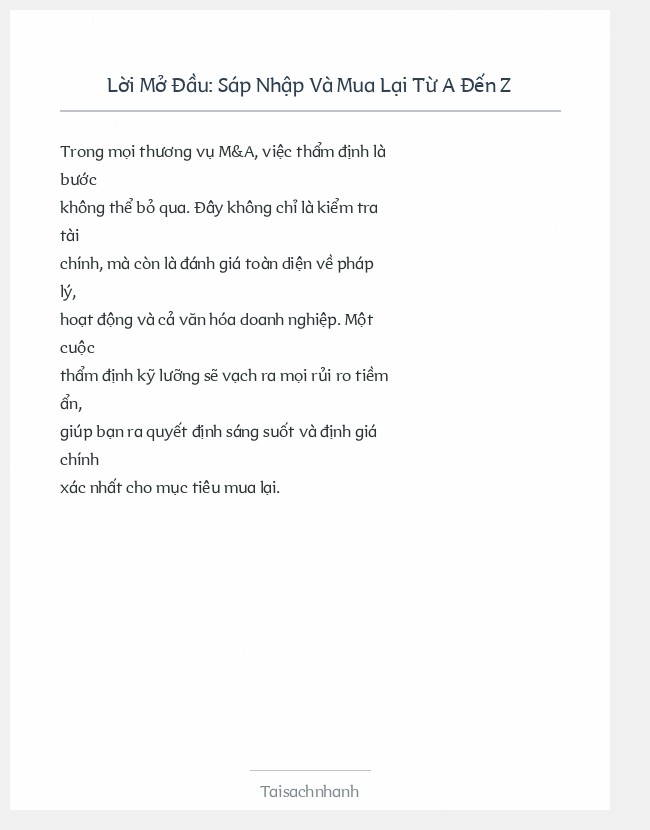 Trích đoạn Sáp Nhập Và Mua Lại Từ A Đến Z