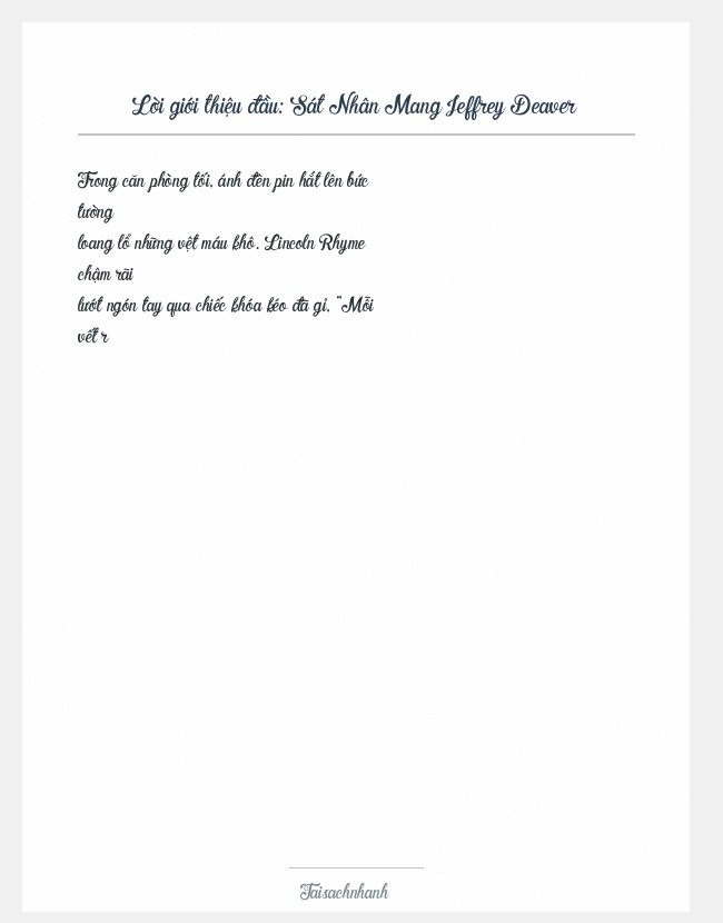 Trích đoạn Sát Nhân Mang Jeffrey Deaver