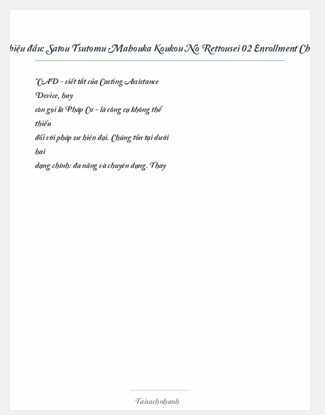 Trích đoạn Satou Tsutomu Mahouka Koukou No Rettousei 02 Enrollment Chapter (Ii)