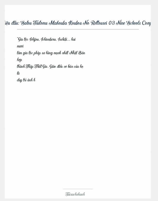 Trích đoạn Satou Tsutomu Mahouka Koukou No Rettousei 03 Nine Schools Competition (I)