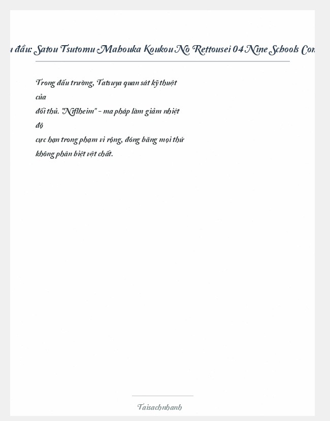 Trích đoạn Satou Tsutomu Mahouka Koukou No Rettousei 04 Nine Schools Competition (Ii)