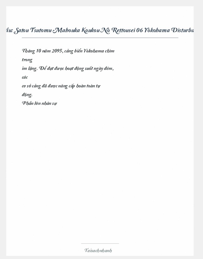 Trích đoạn Satou Tsutomu Mahouka Koukou No Rettousei 06 Yokohama Disturbance Chapter (I)