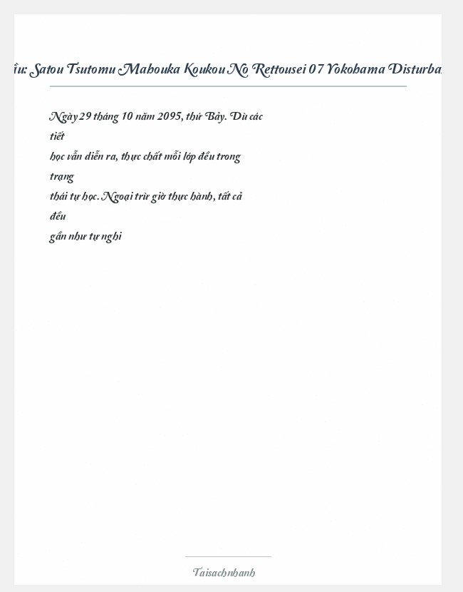 Trích đoạn Satou Tsutomu Mahouka Koukou No Rettousei 07 Yokohama Disturbance Chapter (Ii)