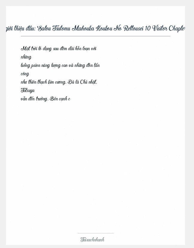 Trích đoạn Satou Tsutomu Mahouka Koukou No Rettousei 10 Visitor Chapter (Ii)