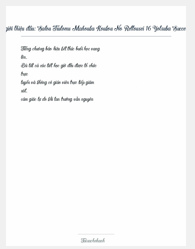 Trích đoạn Satou Tsutomu Mahouka Koukou No Rettousei 16 Yotsuba Succession