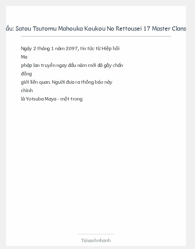 Trích đoạn Satou Tsutomu Mahouka Koukou No Rettousei 17 Master Clans Conference (I)