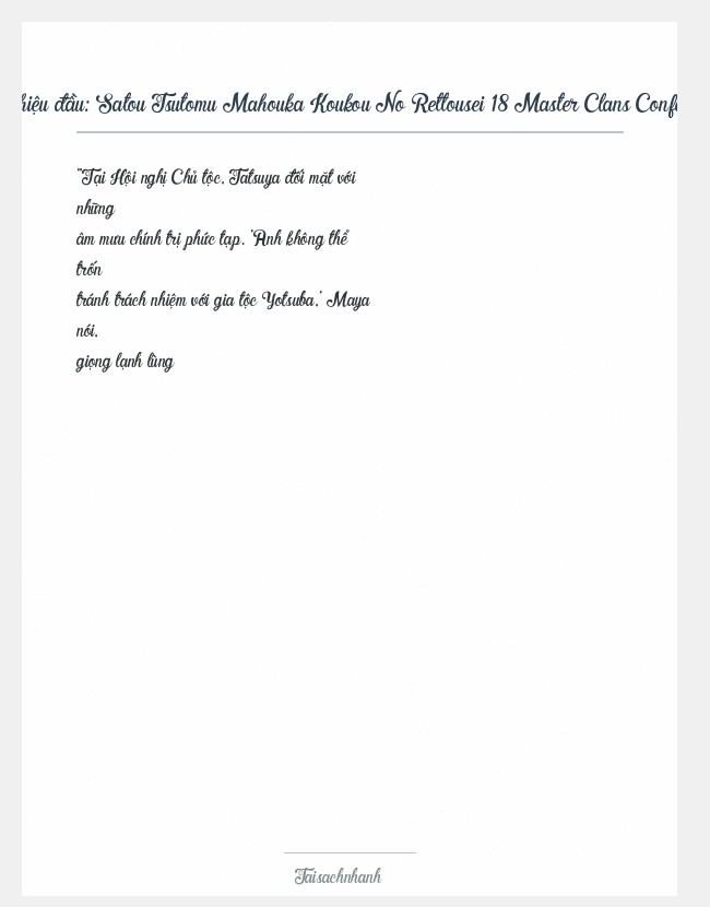 Trích đoạn Satou Tsutomu Mahouka Koukou No Rettousei 18 Master Clans Conference (Ii)