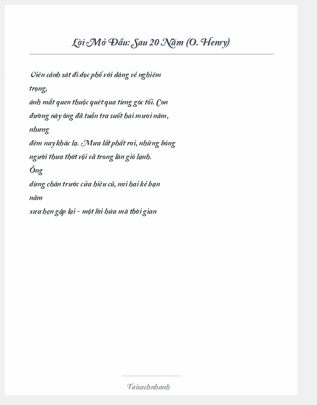 Trích đoạn Sau 20 Năm (O. Henry)