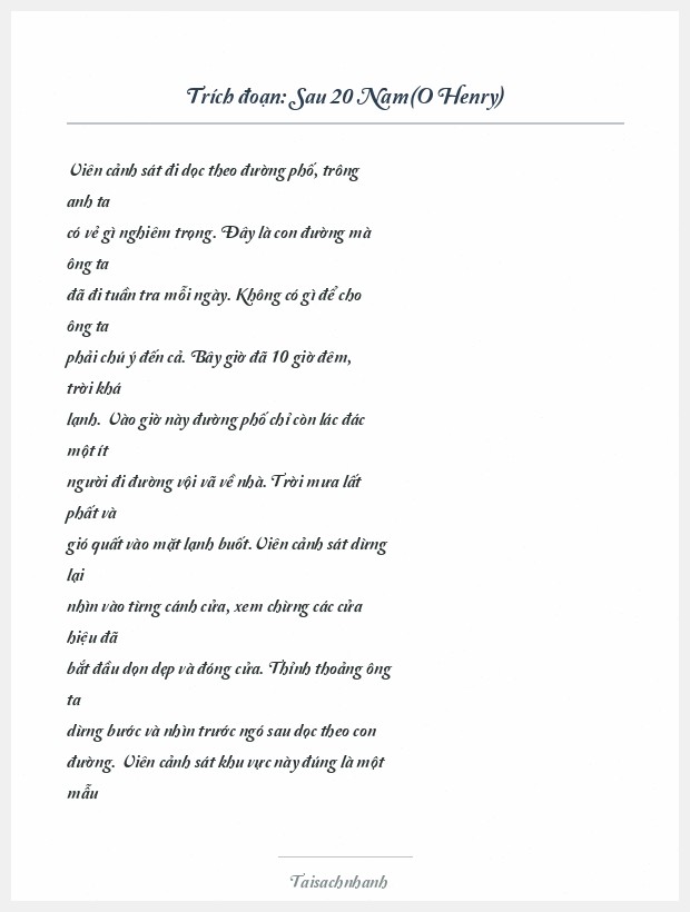 Trích đoạn Sau 20 Nam(O Henry)