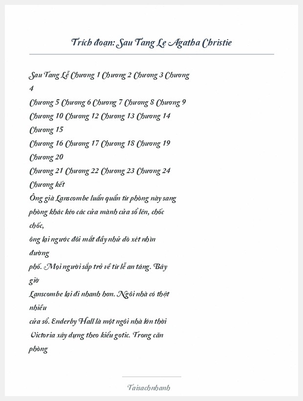 Trích đoạn Sau Tang Le Agatha Christie