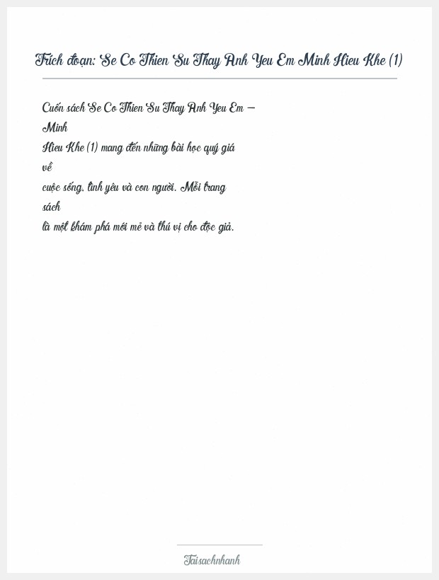 Trích đoạn Se Co Thien Su Thay Anh Yeu Em Minh Hieu Khe (1)