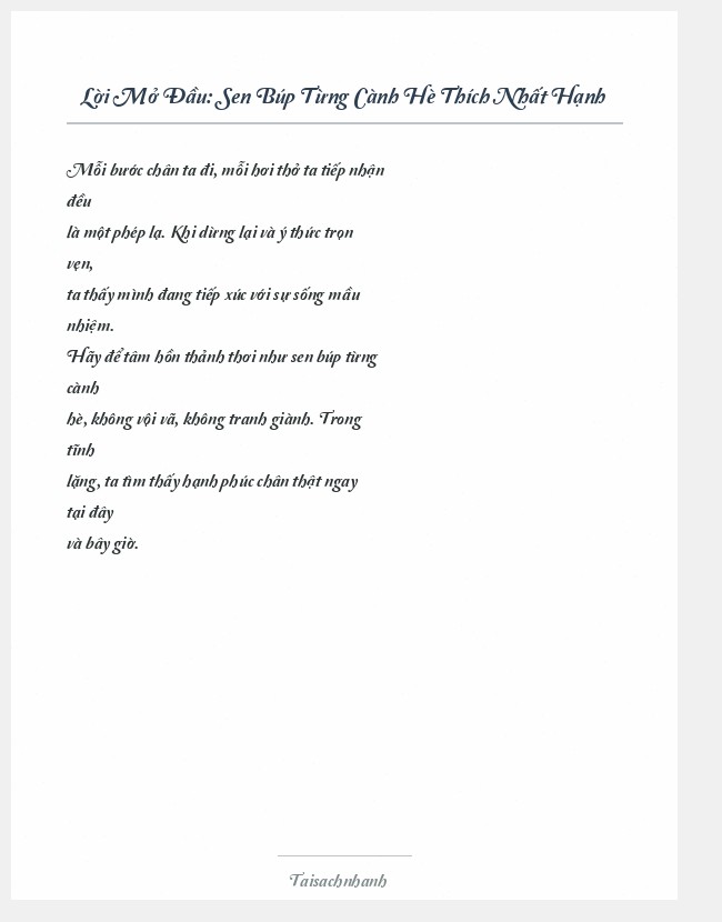 Trích đoạn Sen Búp Từng Cành Hè Thích Nhất Hạnh