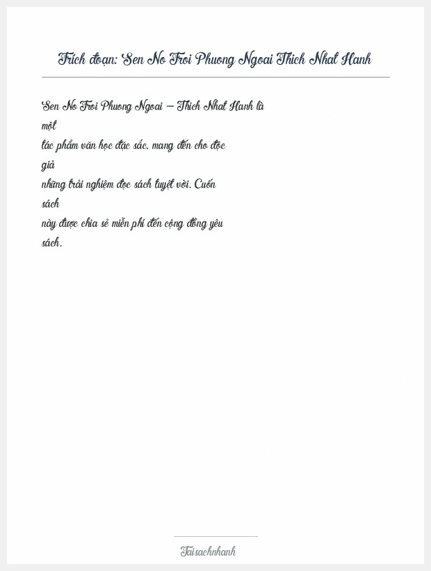 Trích đoạn Sen No Troi Phuong Ngoai Thich Nhat Hanh