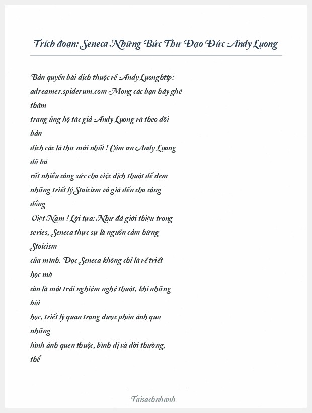 Trích đoạn Seneca Những Bức Thư Đạo Đức Andy Luong