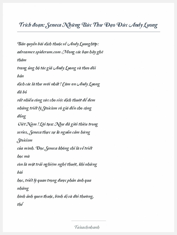 Trích đoạn Seneca Những Bức Thư Đạo Đức Andy Luong