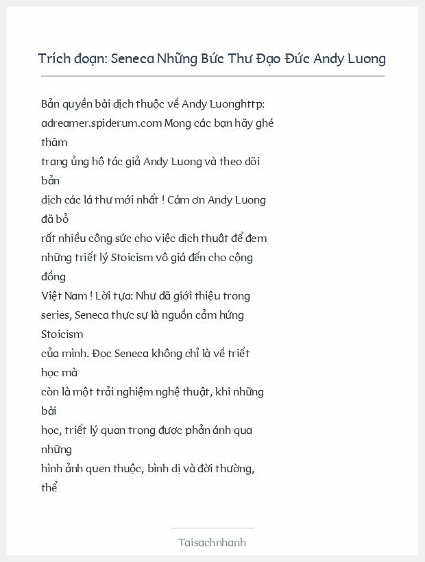 Trích đoạn Seneca Những Bức Thư Đạo Đức Andy Luong