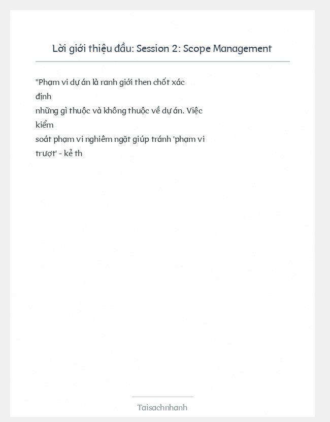 Trích đoạn Session 2: Scope Management
